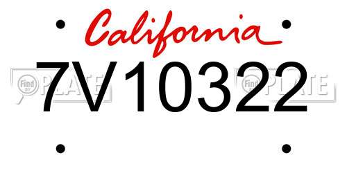 7V10322 California License Plate