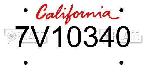 7V10340 California License Plate