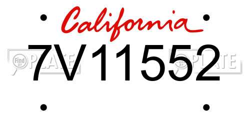 7V11552 California License Plate