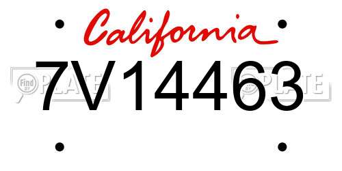 7V14463 California License Plate