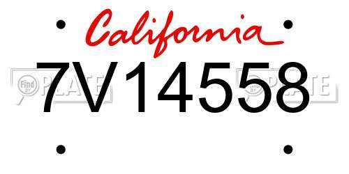 7V14558 California License Plate
