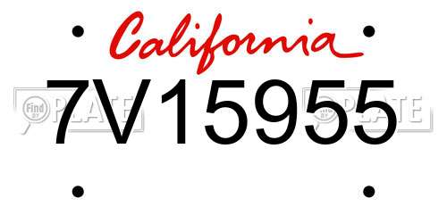 7V15955 California License Plate