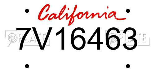 7V16463 California License Plate
