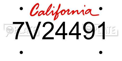 7V24491 California License Plate