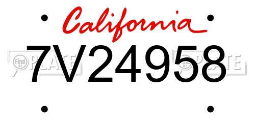 7V24958 California License Plate