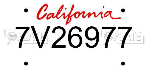 7V26977 California License Plate