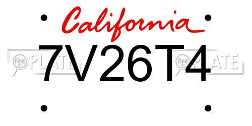 7V26T4 California License Plate
