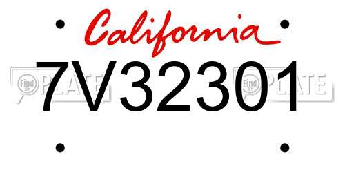 7V32301 California License Plate