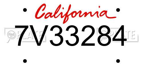 7V33284 California License Plate