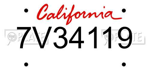 7V34119 California License Plate