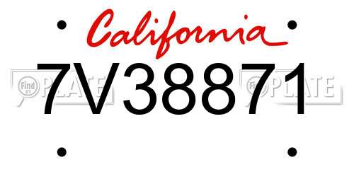 7V38871 California License Plate