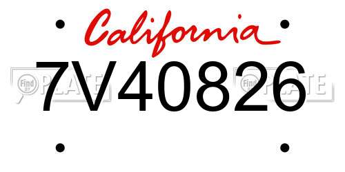 7V40826 California License Plate