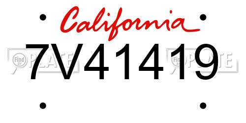 7V41419 California License Plate