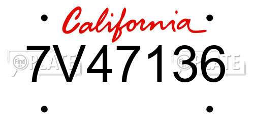 7V47136 California License Plate