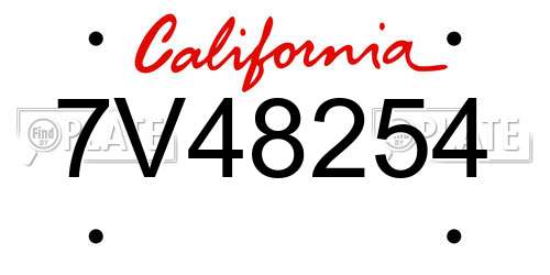 7V48254 California License Plate