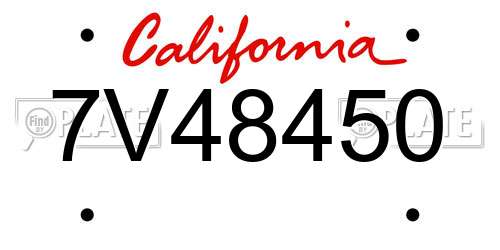 7V48450 California License Plate