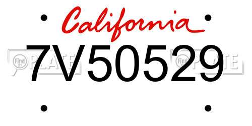 7V50529 California License Plate
