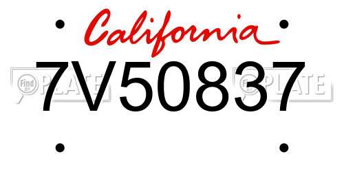 7V50837 California License Plate