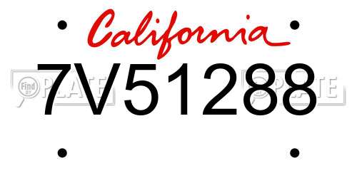 7V51288 California License Plate