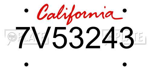 7V53243 California License Plate