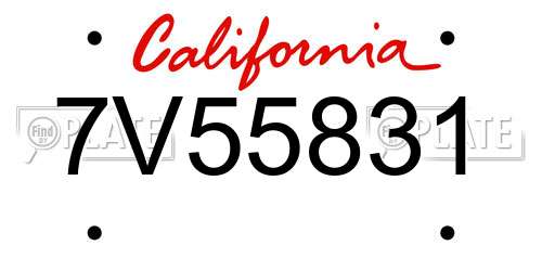 7V55831 California License Plate