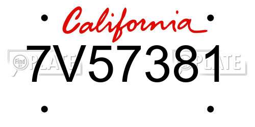 7V57381 California License Plate