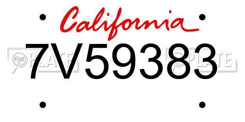 7V59383 California License Plate