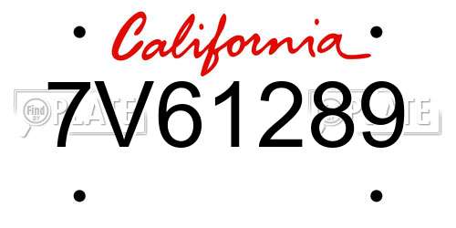 7V61289 California License Plate