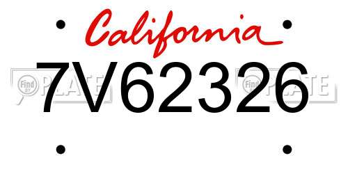 7V62326 California License Plate