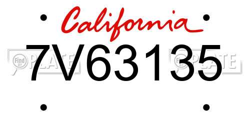 7V63135 California License Plate