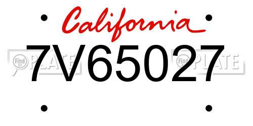 7V65027 California License Plate