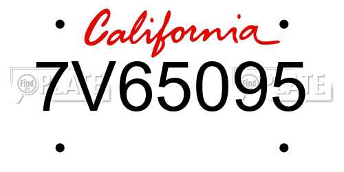 7V65095 California License Plate
