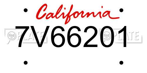 7V66201 California License Plate