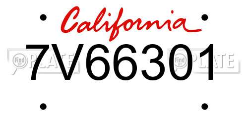 7V66301 California License Plate