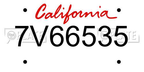 7V66535 California License Plate