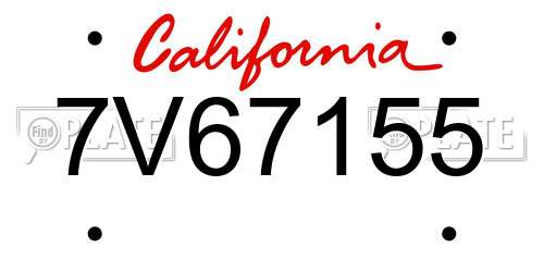 7V67155 California License Plate