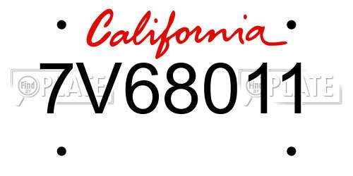 7V68011 California License Plate