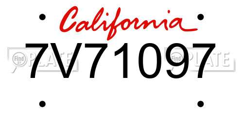 7V71097 California License Plate