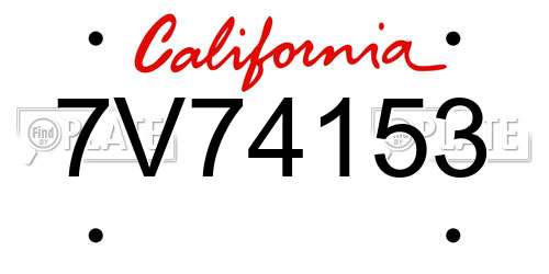 7V74153 California License Plate