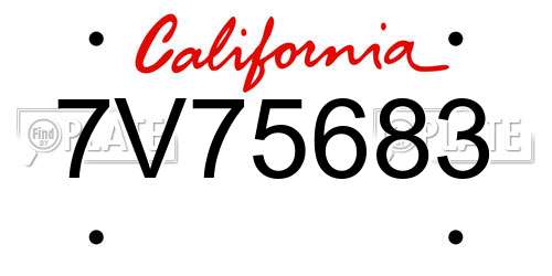 7V75683 California License Plate