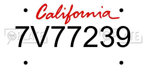 7V77239 California License Plate
