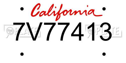 7V77413 California License Plate