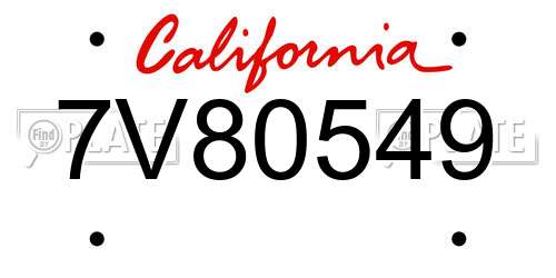 7V80549 California License Plate