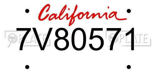 7V80571 California License Plate