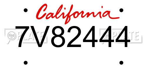 7V82444 California License Plate