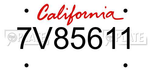 7V85611 California License Plate