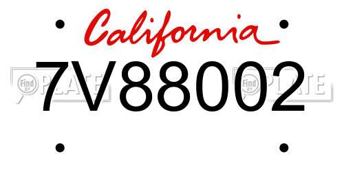 7V88002 California License Plate