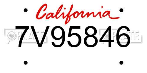 7V95846 California License Plate