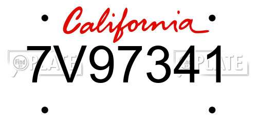 7V97341 California License Plate