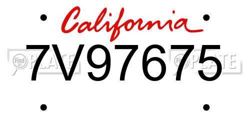7V97675 California License Plate